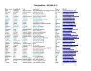 Participant List -- NCGOA 2013 - Vanderbilt University