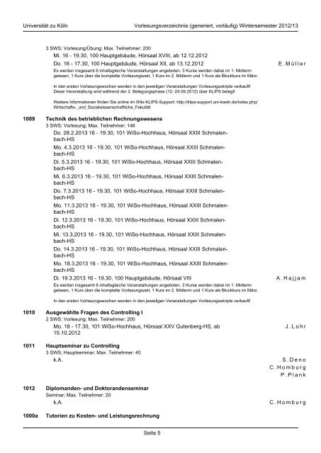 Betriebswirtschaftslehre - KOOST - Universität zu Köln