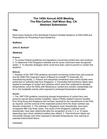 Root Cause Analysis of the Worldwide Fusarium Keratitis Epidemic ...