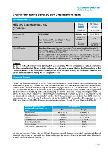 Creditreform Rating Summary: - Wertpapier Forum