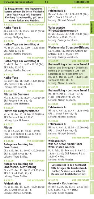 Programm Die Frühjahr Volkshochschulen 2011 im ... - KVHS Plön