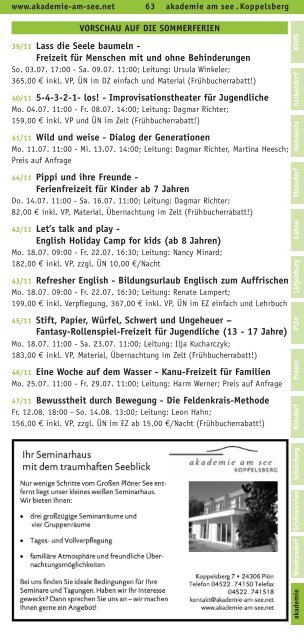 Programm Die Frühjahr Volkshochschulen 2011 im ... - KVHS Plön