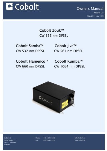 Owners Manual Cobolt Zoukâ¢ Cobolt Samba ... - Laser Lines Ltd.