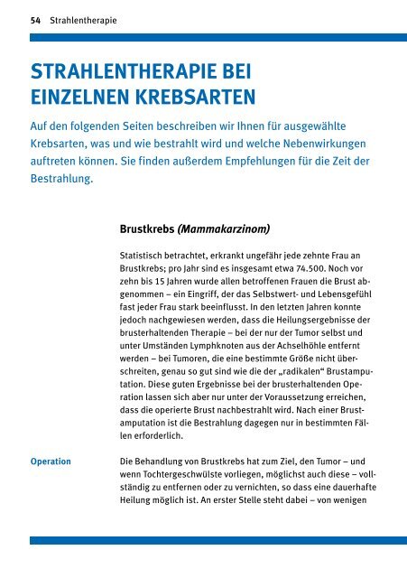 blaue Ratgeber „Strahlentherapie“ - Deutsche Krebshilfe eV