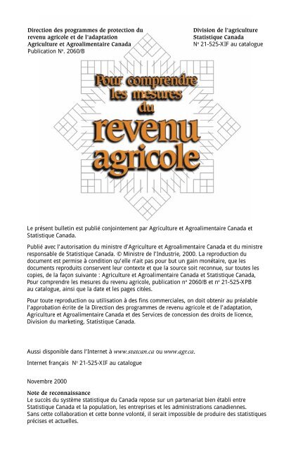 Pour comprendre les mesures du revenu agricole - Agriculture et ...