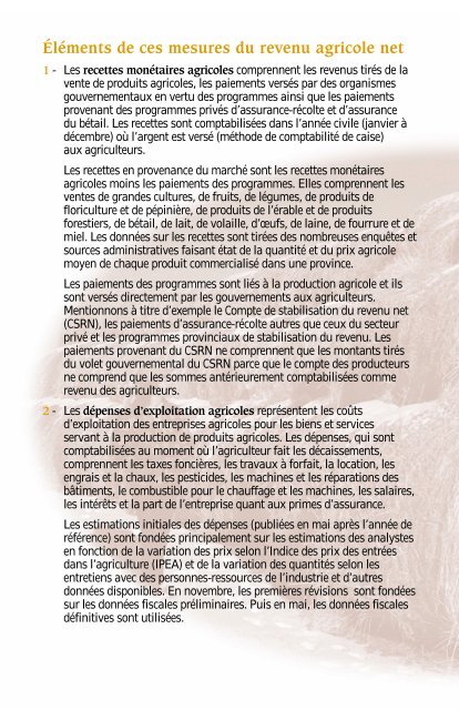 Pour comprendre les mesures du revenu agricole - Agriculture et ...