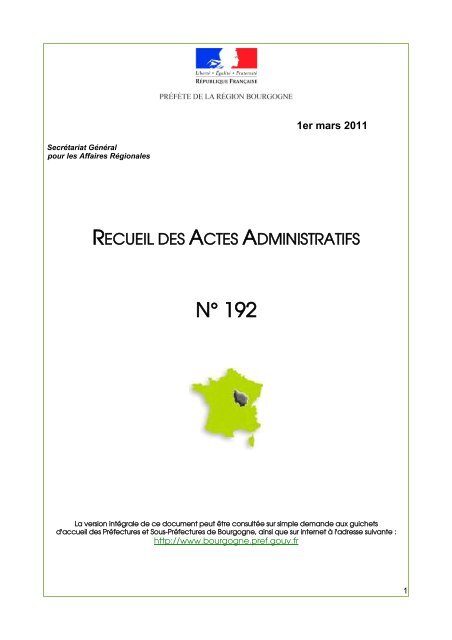RAA 192 - Préfecture de la Côte-d'Or