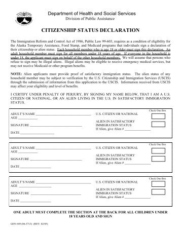 GEN 49 - Citizenship Status Declaration - DPAweb