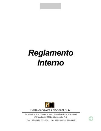 Reglamento Interno - Bolsa de Valores Nacional