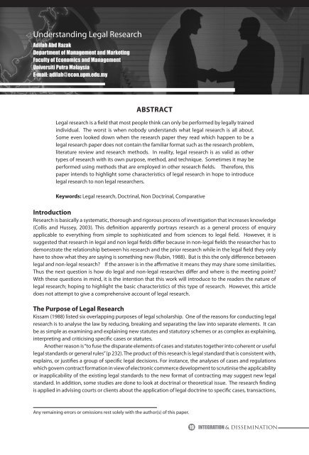 Understanding Legal Research - Universiti Putra Malaysia