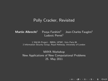 Polly Cracker, Revisited