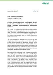 Pressemitteilung Heel sponsort Defibrillator an früherem Firmensitz