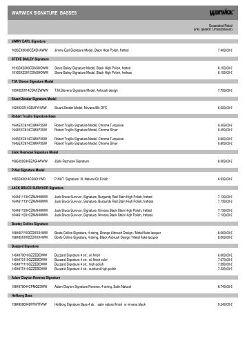 Prices EUR - Warwick