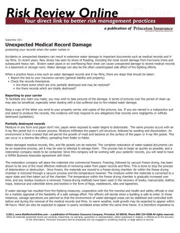 Unexpected Medical Record Damage - Princeton Insurance