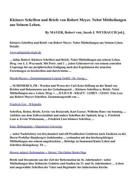 Download Kleinere Schriften und Briefe von Robert Meyer. Nebst ...