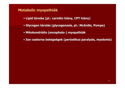 myopathiák - PTE KK Neurológiai Klinika