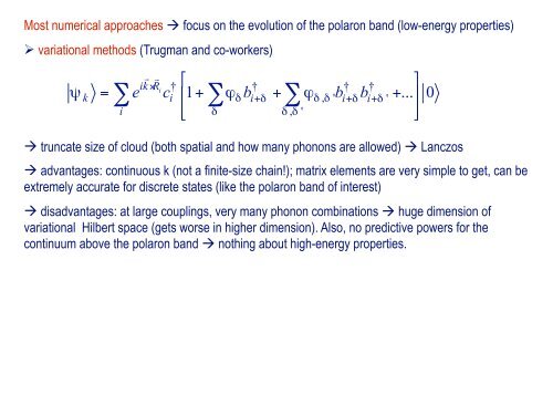 The Holstein polaron: results from numerical and analytical ... - PiTP