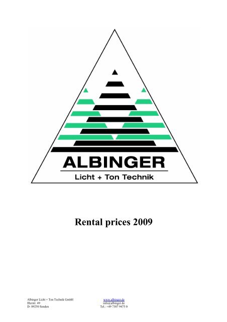 Mietpreisliste 2008Print - Albinger Licht+Ton Technik GmbH