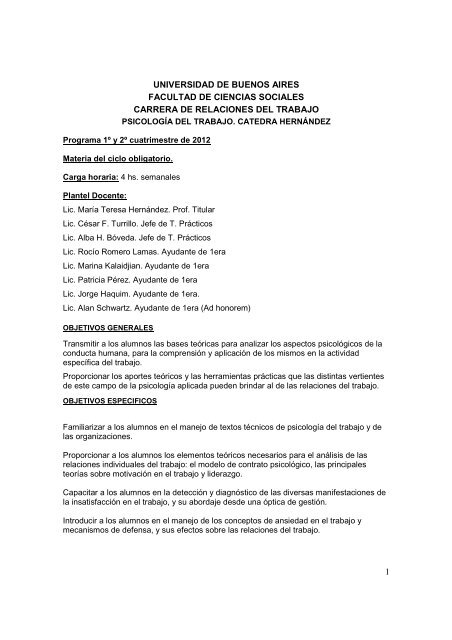 Programa Hernandez - Carrera de Relaciones del Trabajo-facultad ...