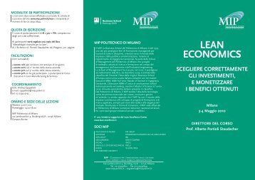 FLYER LEAN&ECOMOMICS - Lean Excellence Centre - Politecnico ...