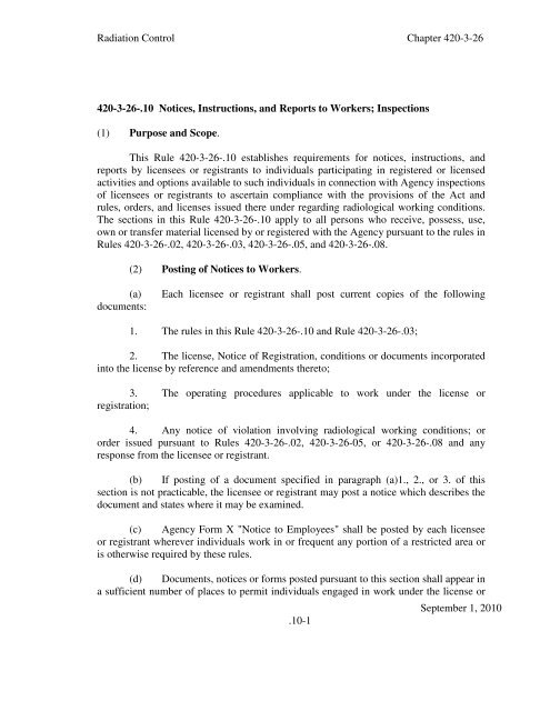 Radiation Control Chapter 420-3-26 - Alabama Department of ...