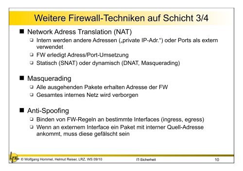 14. Firewalls und Intrusion Detection Systeme