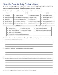 Slow the Flow: Activity Feedback Form - FortWhyte Alive