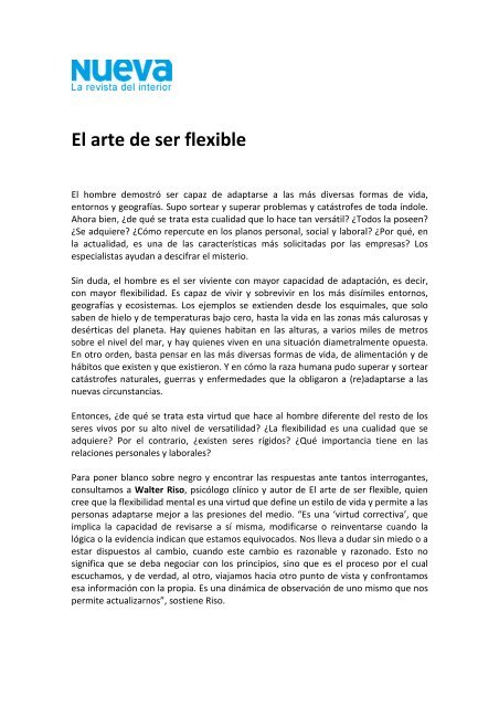 20. El arte de ser flexible - Revista Nueva - Formanchuk & Asociados