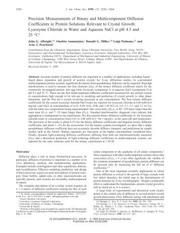 Precision Measurements of Binary and Multicomponent Diffusion ...