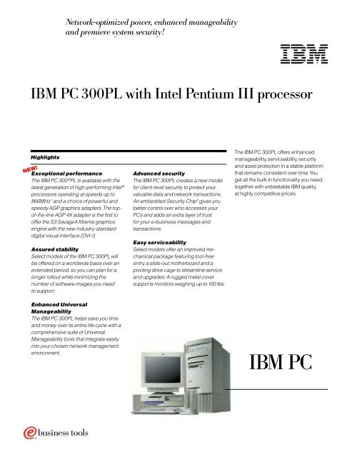 IBM PC 300PL with Intel Pentium III processor