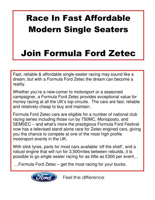 Formula Ford Zetec Flyer