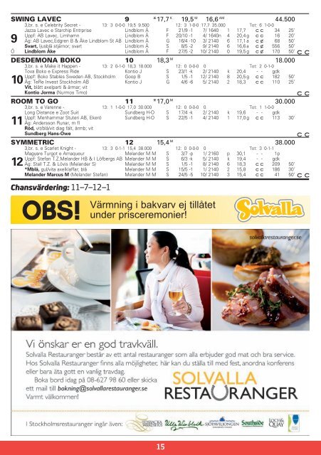 ONSDAG 12 JUNI - Solvalla