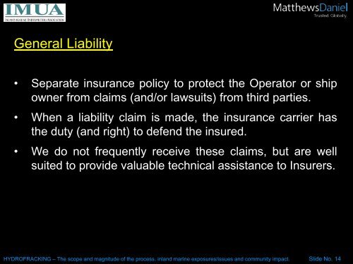 A Typical Loss of Production Income (LOPI) claim - IMUA