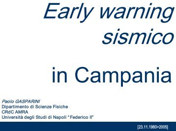Metodologie di early warning sismico - ReLUIS