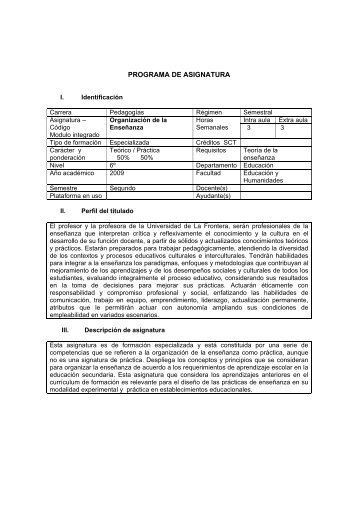 PROGRAMA DE ASIGNATURA - Webmail Universidad de la Frontera