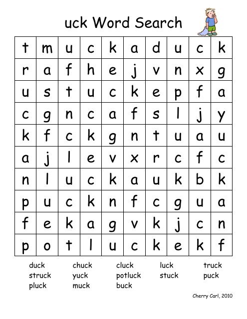 -uck Word Family List - Little Book Lane