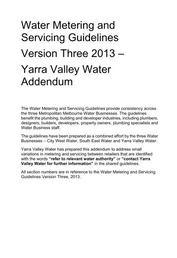 Water Metering and Servicing Guidelines Addendum - Yarra Valley ...