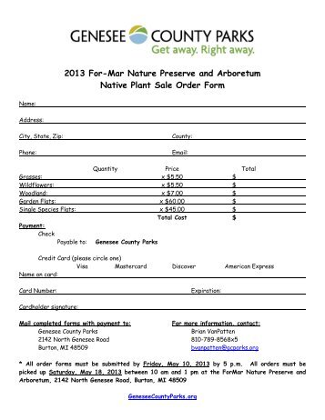 Native Plant Sale Order Form - Genesee County Parks and ...