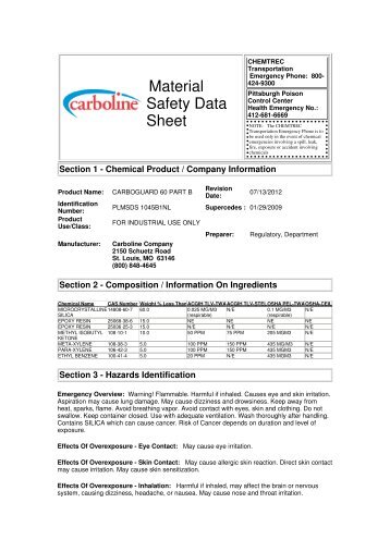Carboguard 60 MSDS - Carboline
