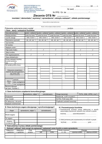 Druk Zlecenia OTS - PGE Dystrybucja