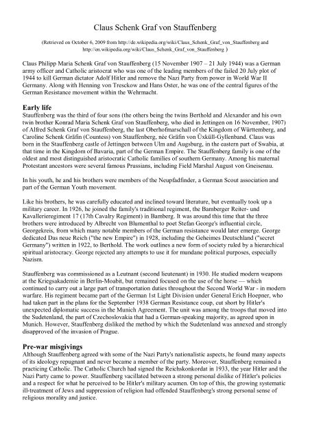 Claus Schenk Graf Von Stauffenberg Wurde Bekannt Durch 1943 Claus Schenk Graf von Stauffenberg - edusfax