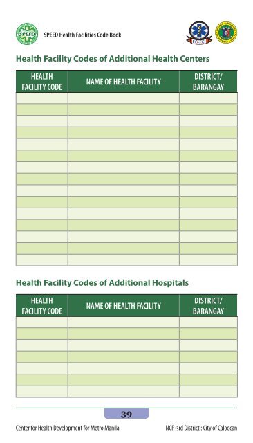 speed health facility code book - WHO Western Pacific Region ...