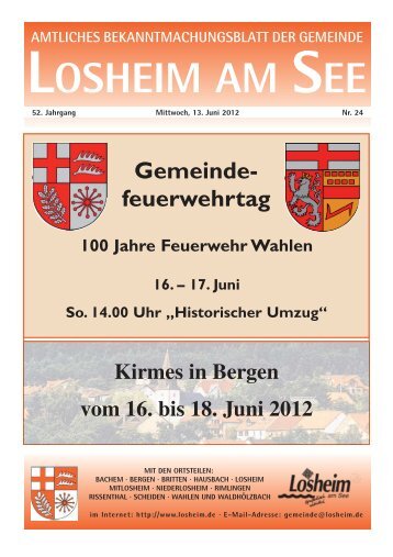 17. Juni So. 14.00 Uhr - Gemeinde Losheim am See