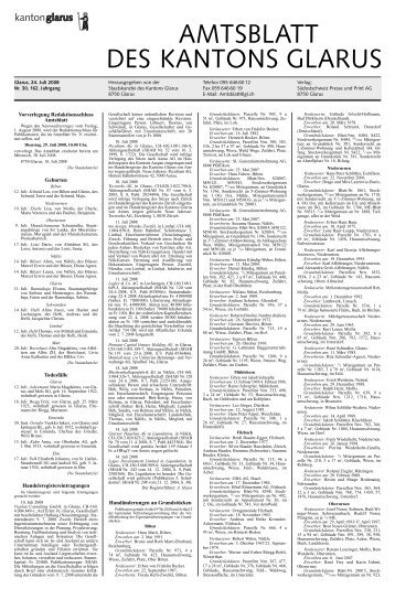 Amtsblatt des Kantons Glarus, 24.7.08 - glarus24.ch
