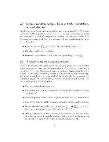 2.4 Simple random sample from a finite population, second attempt ...