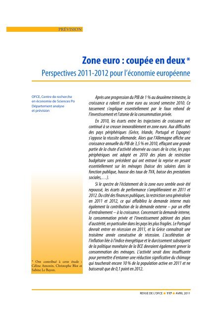 Zone euro : coupÃ©e en deux* - OFCE - Sciences Po