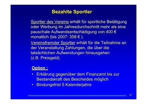 Besteuerung der Sportvereine - Das Finanzamt Trier