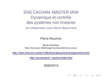 MASTER MVA Dynamique et contrÃ´le des systÃ¨mes non-linÃ©aires