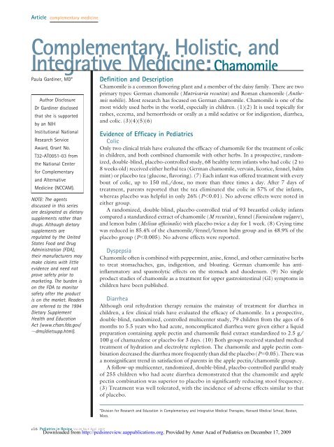 Chamomile - American Academy of Pediatrics