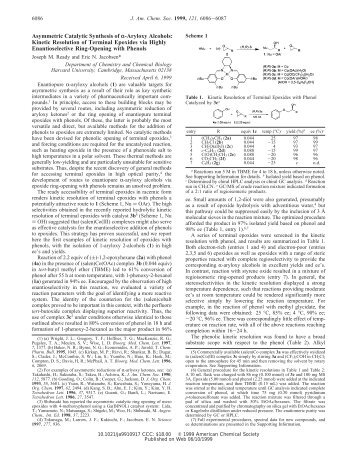 Kinetic Resolution of Terminal Epoxides via Highly Enantioselective ...